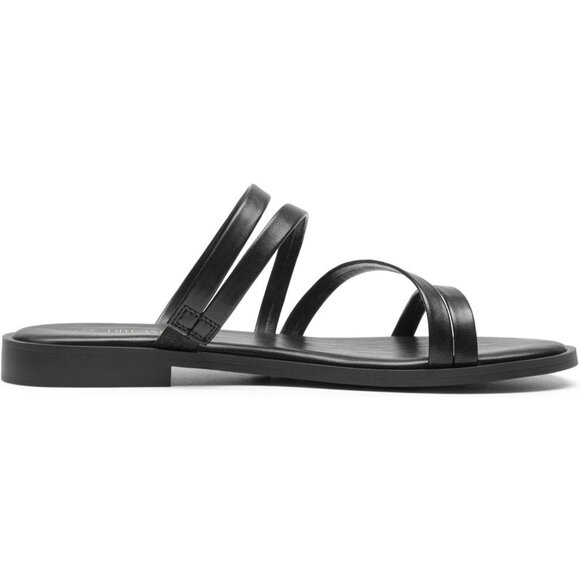 Dream Pairs Size 11 Black Strappy Slide Flat Sandals Memory Foam & Non-Slip Sole - Picture 6 of 11